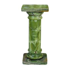 Compre un pedestal de mármol verde ecológico hecho a mano OEM ODM, elegante soporte de exhibición de piedra para decoración del hogar y jardín - Product Image 2