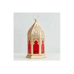 Metal crafts hollowed out gold lantern wind lamp LED light <b>Moroccan</b> <b>decorative</b> ornaments camp lantern For Ramadan - Product Image 2