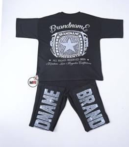 Vente en gros 100% coton DTF imprimé Ensemble pour hommes Logo personnalisé Respirant Durable XL Manches courtes Survêtement Gym Unique Polaire - Product Image 5