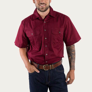 Camisa de Trabajo de Sarga Resistente con Cuello Clásico, para Uso Diario, Manga Larga, Color Liso, Alta Venta - Product Image 4