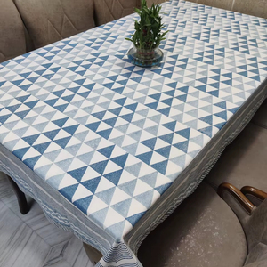 Nappe en coton 100% à imprimé géométrique élégant Bloc fait à la main Imprimé Traditionnel Héritage Rectangle Couverture Artisan Design Cover - Product Image 2