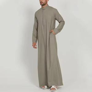 Nouvelle arrivée, thobe de haute qualité et douce pour hommes, manches longues, vêtement musulman traditionnel avec col saoudien, jubba thobe privé - Product Image 1