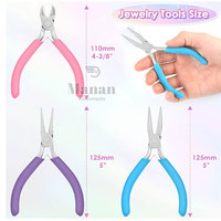 Ensemble de pinces à bijoux en acier inoxydable et acier au carbone de haute qualité, poignées rose, violet et bleu, pour la fabrication de bijoux, le travail du fil et les outils d'artisanat DIY