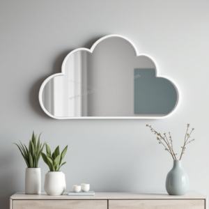 Elegant Cream Cloud Wall <b>Mirror</b>, Stylish Frame <b>for</b> Modern or Classic Interiors Perfect <b>for</b> <b>Bathroom</b> Bedroom or Living Room Decor - Product Image 2