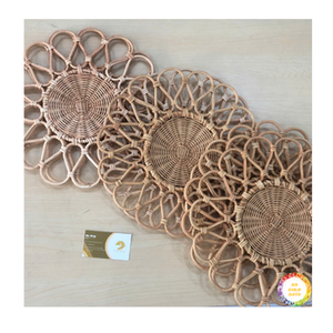 Assiette en rotin plateau de caboteur fait main écologique pour la décoration de table à manger porte-boisson style rustique du Vietnam - Product Image 1