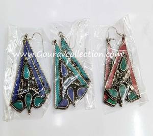 Pendientes bohemios de aleación de plata para mujer, pendientes de metal con diamantes y perlas para regalar, joyería de aro de moda - Product Image 2