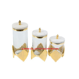 Stainless Steel and Brass Glass <b>Canister</b> Home Decorative TOp Selling and High Quality Home Decor for Tabletop - Product Image 2