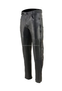 Pantalones de Cuero Genuino Estilo Motociclista Casual para Hombre en Negro, Resistentes al Viento, Impermeables, Antiarrugas, con Bolsillos, Esenciales para Motociclistas - Product Image 4