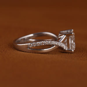 18KT oro diamante princesa corte trenzado banda anillo de bodas alta calidad nuevo estilo clásico de moda regalo sorpresa regalo de boda - Product Image 5