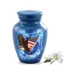 Drapeau de l'urne de la gloire américaine avec aigle Mini urne pour jeton de cendres Mini urne patriotique de partage Taille personnalisée - Product Image 1