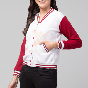 แจ็คเก็ตเลตเตอร์แมนผู้หญิงขายดี แจ็คเก็ตเลตเตอร์แมนระบายอากาศได้ดี แจ็คเก็ตเลตเตอร์แมนผู้หญิงสีพื้น - Product Image 3