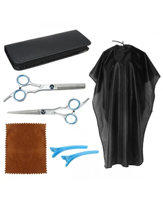 Lot de 4 ciseaux de barbier et peigne à cheveux outils de soins de beauté noirs avec ciseaux amincissants en acier inoxydable vente en gros - Product Image 4