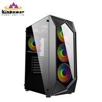 Kinpower — coque pour ordinateur de jeu ATX, moyenne tour de PC avec 6 ventilateurs RGB de 120mm, en verre trempé