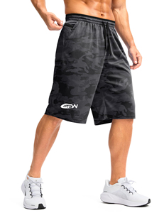 Short athlétique de basket-ball pour hommes Short d'entraînement sportif en maille avec cordon de serrage Short décontracté à la mode avec poches - Product Image 3