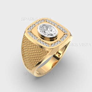 แหวนเพชรสำหรับผู้ชายที่ทำด้วยมือมรดก925เงินสเตอร์ลิงและได้รับการรับรองว่าเป็นเพชรรูปไข่-สำหรับนักธุรกิจงานเลี้ยงและของขวัญ - Product Image 2