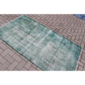 พรมวินเทจ, พรมตกแต่งขนาด 3.6x6.5 ฟุต พรมตุรกี, พรมขนสัตว์สีเขียวล้วน - Product Image 4