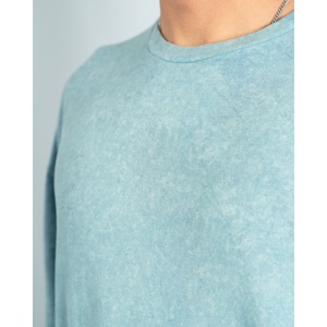 2025 nouveau gros personnalisé poids lourd lavé à l'acide T-Shirt 100% coton goutte épaule solide motif 240 grammes hommes Vintage col en v - Product Image 4