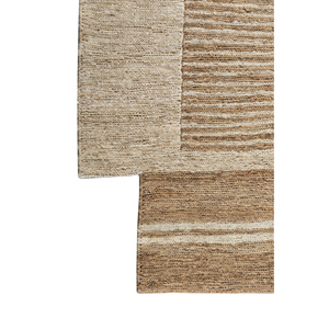 พรมปูพื้นทำมือจากปอกระเจาและป่านลายทางสีเบจและสีน้ำตาลแบบทอเรียบสำหรับใช้ในบ้านและทางเดิน-PKJT-155 - Product Image 4