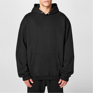 Sudadera con capucha recortada para hombre con aspecto deportivo Sudadera con capucha informal con estilo urbano de calle Sudadera con capucha de gran tamaño con tela de lana acogedora - Product Image 3