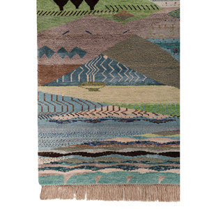 Tapis en laine et soie de bambou noué à la main Freedom Manchaha, motif géométrique, tapis de salon - LES-8373 - Product Image 4