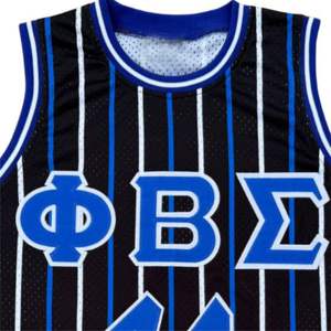 Maillot de basket-ball noir à fines rayures-Phi Beta Sigma | Maille lourde 100% polyester | Logos brodés et côtes en tricot | Équipement de fraternité - Product Image 5