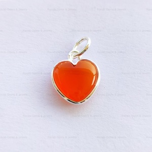 Colgante Minimalista de Plata de Ley con Forma de Corazón para Navidad, con Piedra Preciosa de Cornalina Naranja Natural de 12 mm, Engaste de Bisel, Pulido Suave - Product Image 4