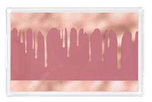 Plateau de service alimentaire rectangulaire rose fait à la main, parfait pour servir du thé et du café dans les restaurants et les hôtels. - Product Image 2