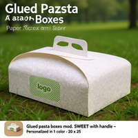 Boîtes à pâtes collées mod. SWEET avec poignée - Personnalisé en 1 couleur - 20 x 25