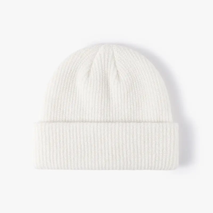 Gorro de punto con puños cálidos de invierno acanalado liso en blanco para niños - Product Image 5