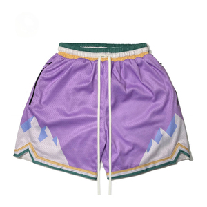 Customized Men's Double <b>Layer</b> Mesh Shorts 5-7 Inch Inseam Breathable Quick Dry Outdoor Running Solid Pattern 100% Polyester - Product Image 5