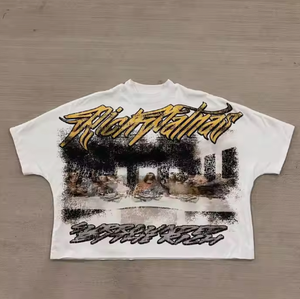 Impresión personalizada Streetwear Heavy 300Gsm 100% algodón de gran tamaño Boxy Fit camisetas Dtg estampado gráfico recortado niños camisetas - Product Image 6