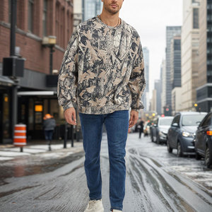 Sudadera de camuflaje unisex con estampado de hoja de arce gráfico de gran tamaño cuello redondo manga larga Y2k moda Otoño pulóver sudaderas - Product Image 6