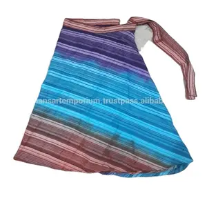 새로운 인기있는 숙녀 패션 면 넥타이 염색 멀티 컬러 긴 랩 스커트/원피스 여름 도매 인도에서
