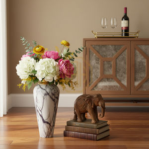 Vase à fleurs en fer pour le sol, style côtier classique, vase décoratif en émail blanc marbré pour la maison et les restaurants - Product Image 3