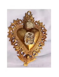 Corazón Sagrado de Metal con Cruz Milagros, Corazón Ardiente para Decoración del Hogar - Product Image 4