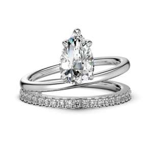 Anillo de Diamantes de Lujo Chapado en Oro de 18k, Anillo de Boda de Plata 925 con Circonita Cúbica en Forma de Lágrima - Product Image 5