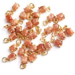 6x8mm Rose Opale Gemstone Pendentif Forme Ovale avec Or Vermeil Prong Set Facettes En Argent Sterling Lunette Réglage Incrustation Cadeau - Product Image 5