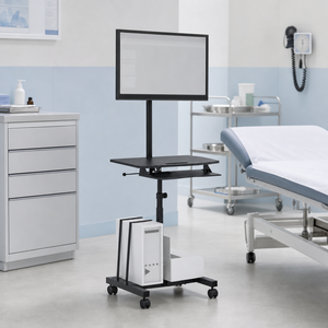 LongShuei Mobile Computer Cart 32 Inch <b>Adjustable</b> Height Rolling TV <b>Stand</b> - Product Image 5