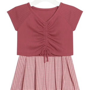 ชุดกระโปรงมินิเอวยางยืดผ้าฝ้ายระบายอากาศพิมพ์ลายและแต่งขอบลูกไม้สำหรับแฟชั่นฤดูร้อนของผู้หญิง - Product Image 1