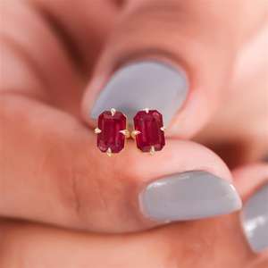 ต่างหูเม็ดกลมทับทิมรูปวงรีสีแดงงดงาม925เงินสเตอร์ลิง14K ชุบทองของขวัญเครื่องประดับอัญมณีโบราณ - Product Image 4