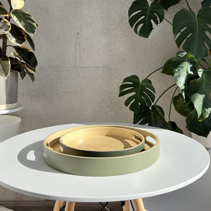 Juego de bandeja de cabecera de bambú hilado hecho a mano para decoración de hotel Bandejas para servir café personalización aceptar - Product Image 5