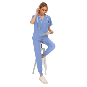 Conjuntos de Uniformes Médicos Unisex Personalizados con Logotipo, de Alta Calidad, en Spandex/Poliéster, para Enfermeros de Hospital, Doctores y Cirujanos, Tejido PK - Product Image 4