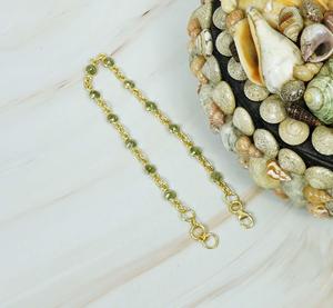 Meilleure vente péridot vert naturel pierre précieuse ronde à facettes coupe lunette chaîne plaqué or fait à la main solide 925 Bracelet en argent Sterling - Product Image 3