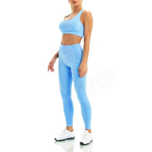 ชุดบราและกางเกงแฟชั่นเอวยางยืดสำหรับผู้หญิงชุดโยคะสองชิ้นพิมพ์ซับลิเมชันสำหรับยิม - Product Image 3