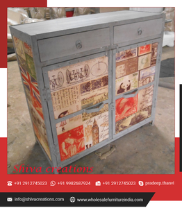 Industrial Vintage Canvas <b>Printed</b> Wood Cabinet Best Quality Unfinished Kitchen Cabinets for Modern Home Bedroom Living Room - Product Image 5