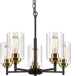 Most Selling Product Metal Black Hanging <b>5</b> Ceiling <b>Light</b> Fixture <b>Chandelier</b> Banquet Pendant for Foyer Living Room Bedroom - Product Image 1