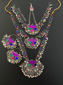 Collar afgano antiguo hecho a mano, pendientes, últimos conjuntos de joyería para mujer, último diseño, conjuntos de joyería para fiesta de boda para adultos - Product Image 2