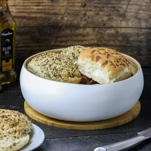 ชามเสิร์ฟไม้ไผ่ทำด้วยมือเป็นมิตรต่อสิ่งแวดล้อมเครื่องครัวตกแต่งเคลือบแล็กเกอร์น้ำหนักเบาทนทานสำหรับงานปาร์ตี้ขายส่ง - Product Image 1