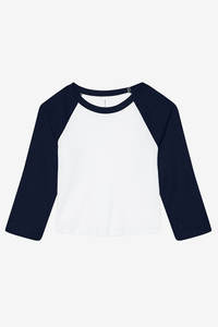 เสื้อยืดผ้าแคนวาสสำหรับสตรีผ้าแคนวาสแขน3/4ขนาดเล็กลายแร็กแลนน้ำหนักเบาเสื้อยืดเบสบอลสำหรับเด็กทารกเสื้อแร็กแลนเนื้อนุ่มพิเศษ - Product Image 5