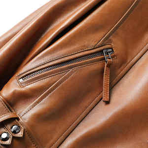 Veste en cuir de mouton véritable pour femme Manteau court de motard de moto en costume - Product Image 6